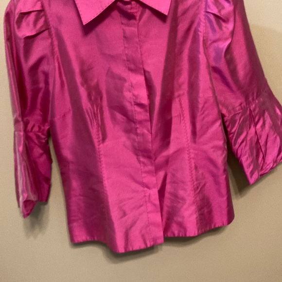 Per Se Pink 3/4 Sleeve Notched Collar Blouse - Picture 2 of 5